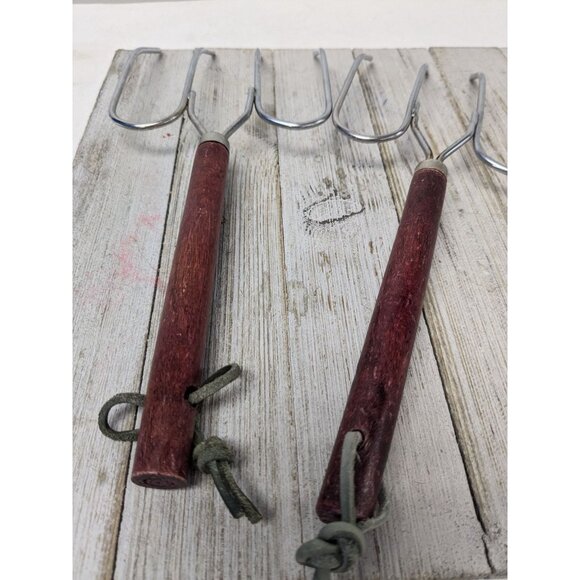 Turkey & Roast Lifter Fork Set of 2 Wood Handles 10 3/4" - Picture 8 of 10